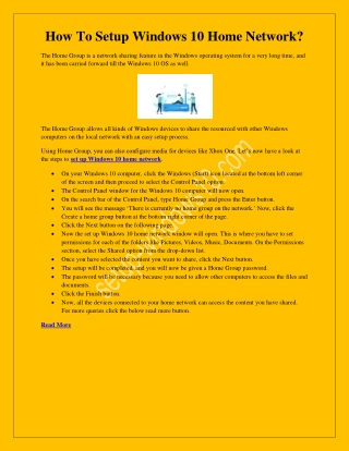 How To Set Up Windows 10 Home Network?