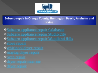 Subzero appliance repair Studio City