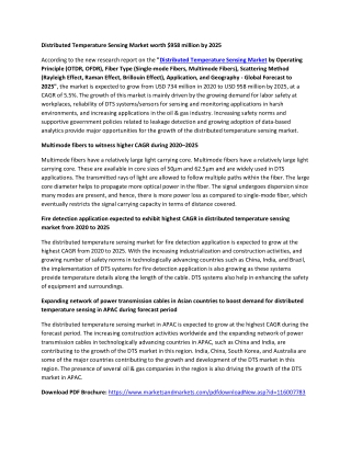 Distributed Temperature Sensing market | Size, Share, system and Industry Analysis and Market Forecast to 2025 | Markets