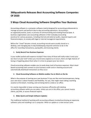 360 Quadrants Releases Best Accounting Software Companies of 2020
