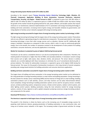 Energy Harvesting System Market Size, Share, system and Industry Analysis and Market Forecast to 2025