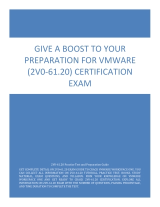 Give a Boost to Your Preparation for VMware (2V0-61.20) Certification Exam