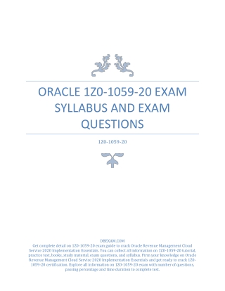 [NEW] Oracle 1Z0-1059-20 Exam Syllabus and Exam Questions