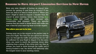 Reasons to have airport limousine services in New Haven