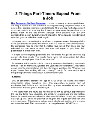 3 things part-timers expect from a job