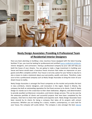 Neely Design Associates: Providing A Professional Team of Residential Interior Designers