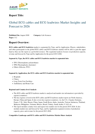 ECG Cables and ECG Leadwires Market Insights and Forecast to 2026