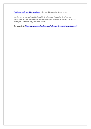 Dedicated full stack js developer - full stack javascript development