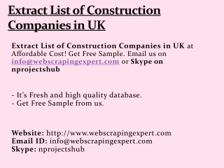 Extract List of Construction Companies in UK