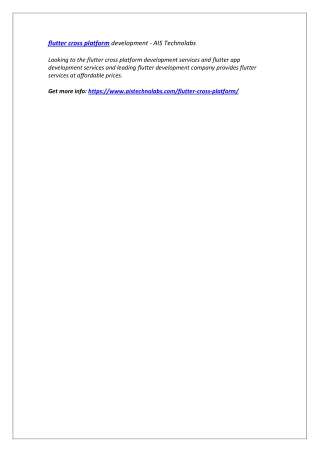 flutter cross platform development - AIS Technolabs