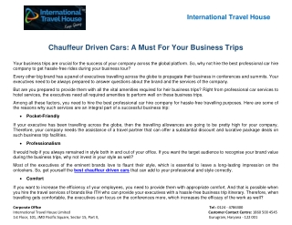 Chauffeur Driven Cars: A Must For Your Business Trips