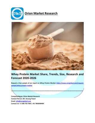 Whey Protein Market Research and Forecast 2020-2026