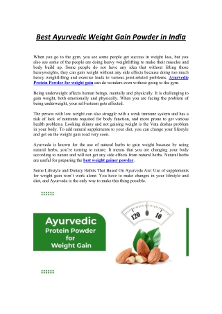 Best Ayurvedic Weight Gain Powder in India