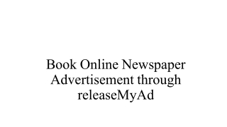 Book Newspaper Advertisement Online through releaseMyAd