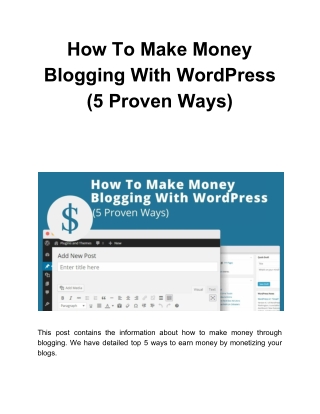How To Make Money Blogging With WordPress (5 Proven Ways)