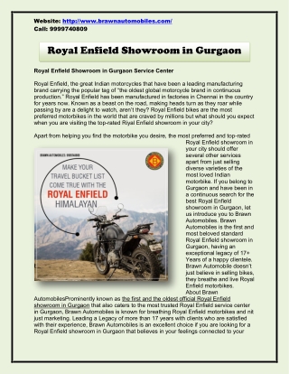 Royal Enfield Showroom in Gurgaon | Royal Enfield Service Center