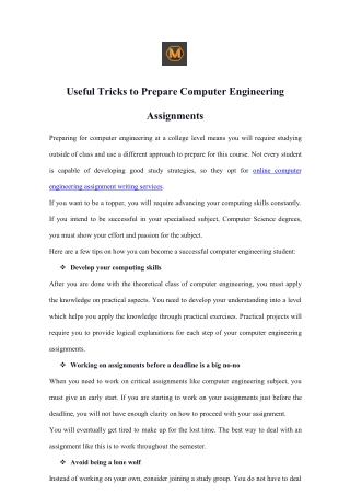 Useful Tricks to Prepare Computer Engineering Assignments