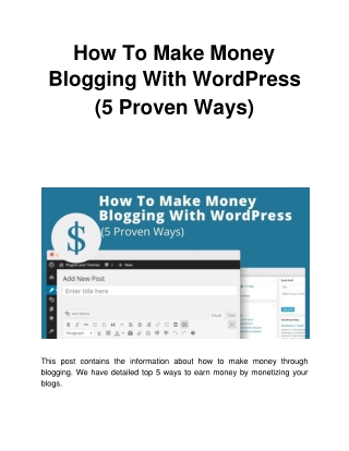 How To Make Money Blogging With WordPress (5 Proven Ways)
