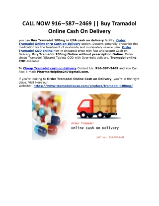 CALL NOW 916♛587♛2469 || Buy Tramadol Online Cash On Delivery