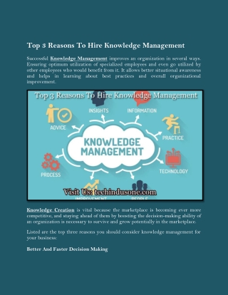 Top 3 Reasons To Hire Knowledge Management