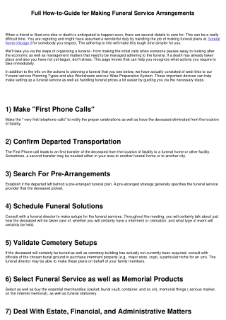 Full How-to-Guide for Making Funeral Service Arrangements