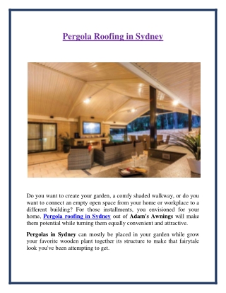 Pergola Roofing Sydney