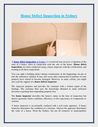 House Defect Inspection
