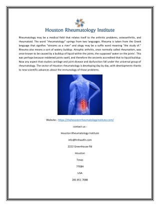 Affordable Houston Rheumatology | Houston Rheumatology Institute