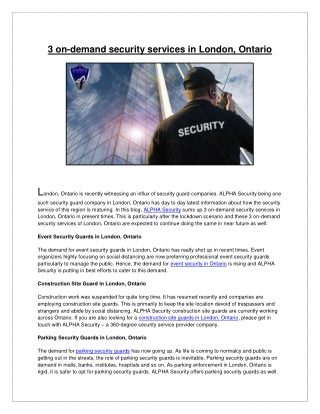 3 on-demand security services in London, Ontario