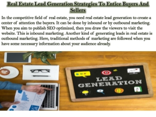 Real Estate Lead Generation Strategies To Entice Buyers And Sellers