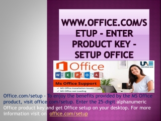 www.office.com/setup - Enter product key - Setup Office
