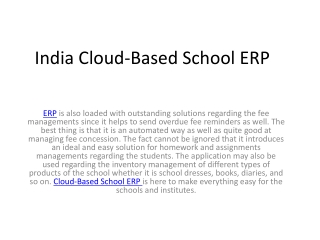 india Cloud-Based School ERP