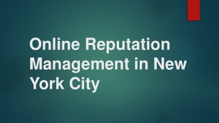 Online Reputation Management in New York City