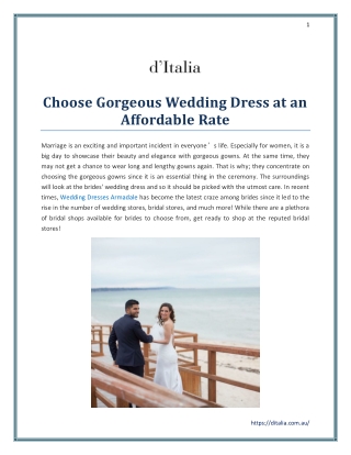 Choose Gorgeous Wedding Dress at an Affordable Rate