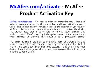 McAfee.com/activate - McAfee Product Activation Key
