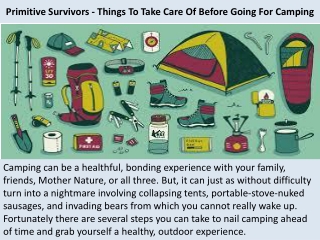 Primitive Survivors - Things To Take Care Of Before Going For Camping