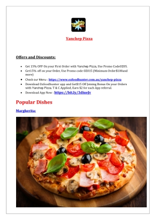 15% Off - Yanchep Pizza Delivery and takeaway menu,WA