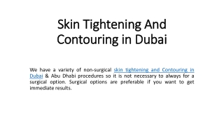 Skin Tightening And Contouring in Dubai