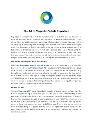 The Art of Magnetic Particle Inspection