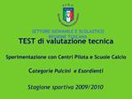 TEST di valutazione tecnica Sperimentazione con Centri Pilota e Scuole Calcio Categorie Pulcini e Esordienti