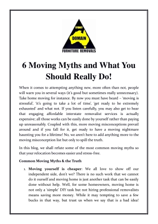 6 Moving Myths and What You Should Really Do!