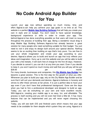 No Code Android App Builder for You