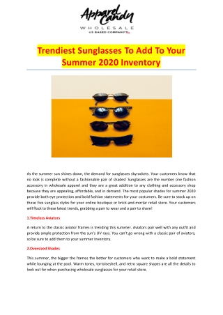 Trendiest Sunglasses to Add to Your Summer 2020 Inventory