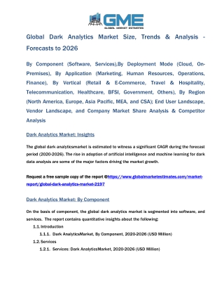 Global Dark Analytics Market Size, Trends & Analysis with Covid-19 Impact - Forecasts to 2026