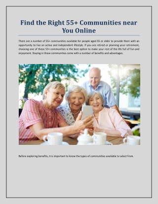 Find the Right 55  Communities near You Online