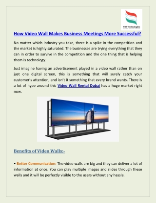 How Video Wall Makes Business Meetings More Successful?