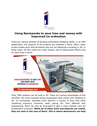 Using Navisworks to save time and money with Improved Co-ordination