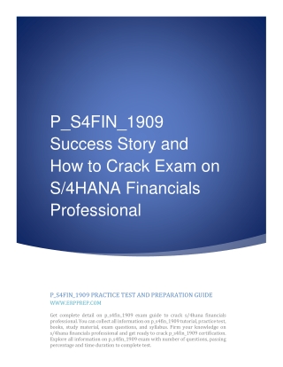 P_S4FIN_1909 Success Story and How to Crack Exam on S/4HANA Financials Professional