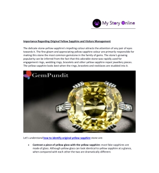 Importance Regarding Original Yellow Sapphire and Visitors Management