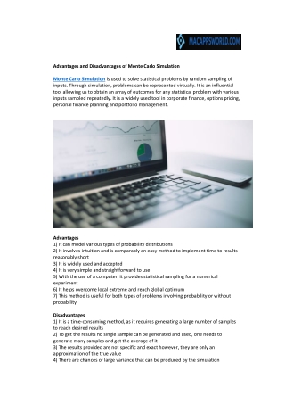 Advantages and Disadvantages of Monte Carlo Simulation